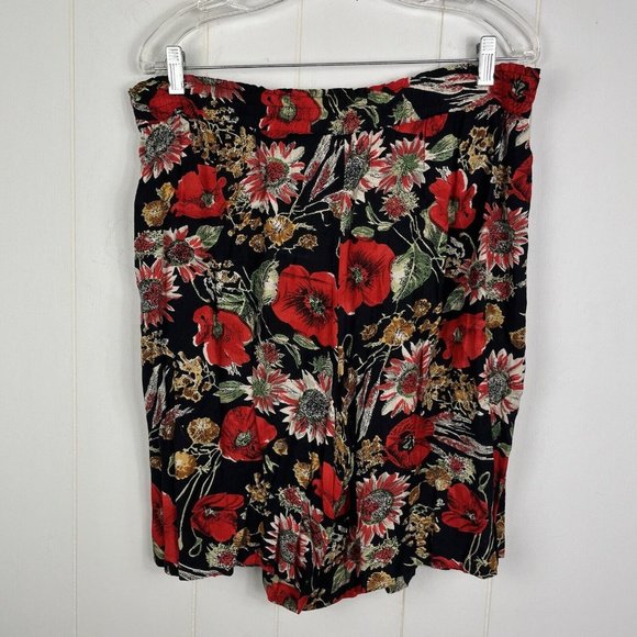 Way To Go Women Top & Shorts Set Large Floral Black Rayon Button Front India - Picture 6 of 10